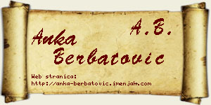 Anka Berbatović vizit kartica